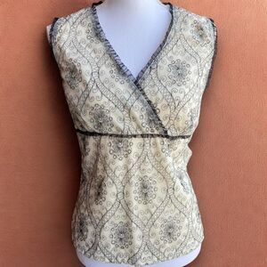 Vintage Cream Faux Wrap Sleeveless Top